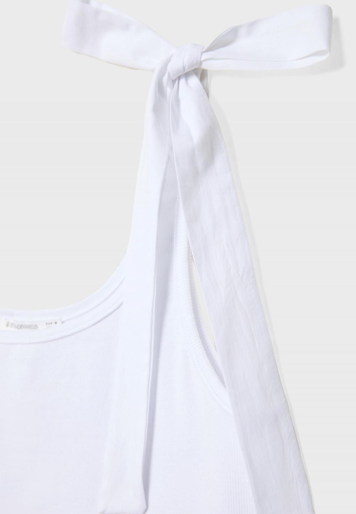 스트라디바리우스 미니멀 배색 스트랩 민소매 탑 8002/742 WHITE - 상세 이미지 2