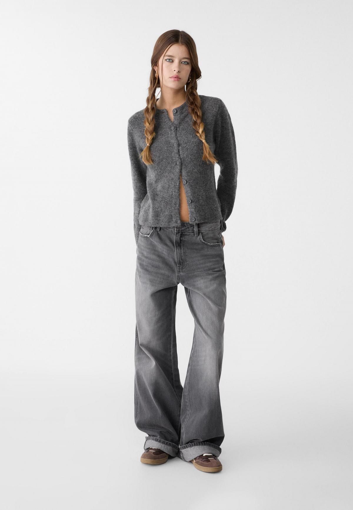 스트라디바리우스 라운드넥 버튼업 니트 가디건 8559/320 DARK GREY - 상세 이미지 3