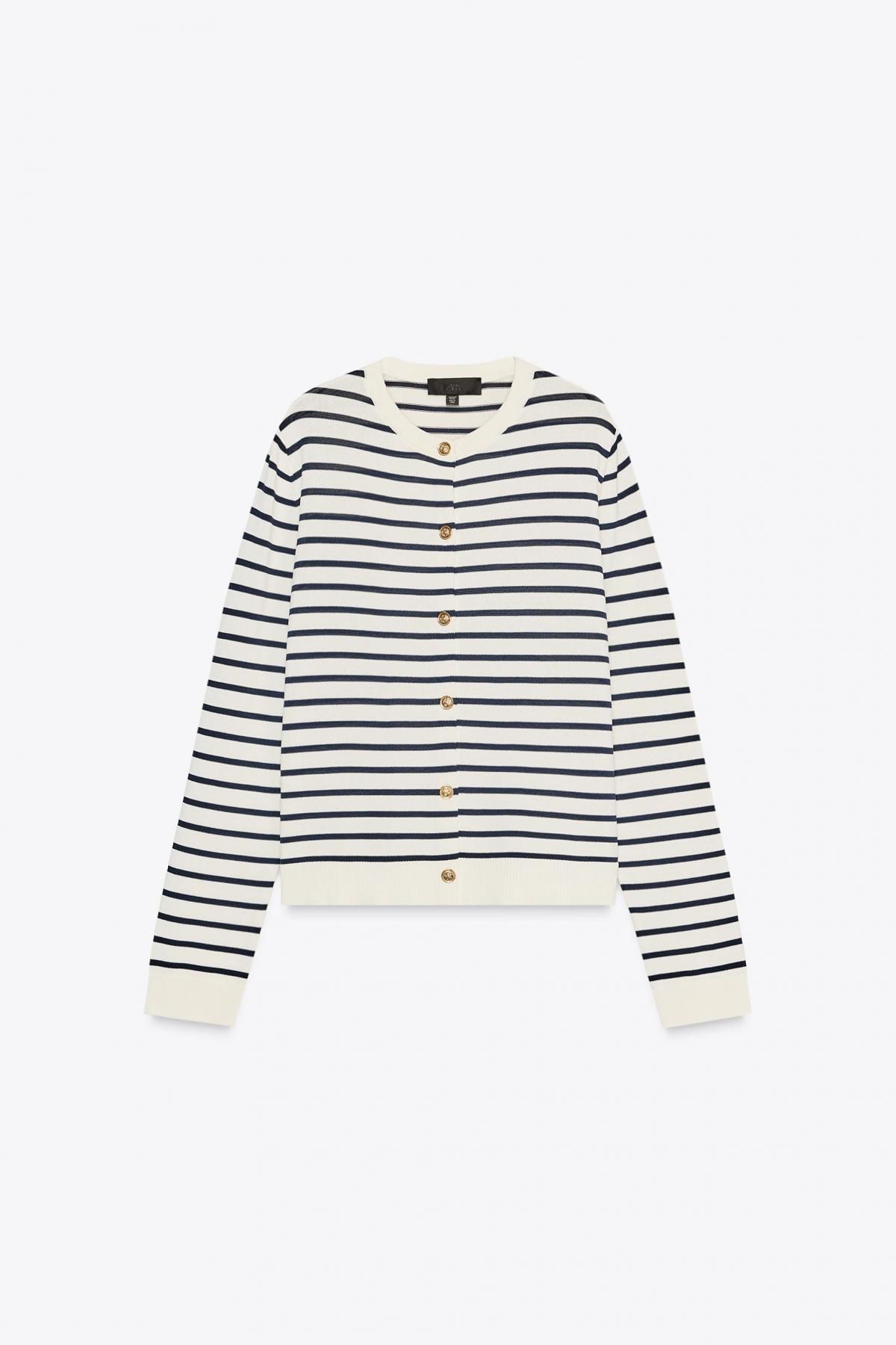 자라 스트라이프 라운드넥 버튼업 카디건 5755/051 STRIPED - 메인 이미지