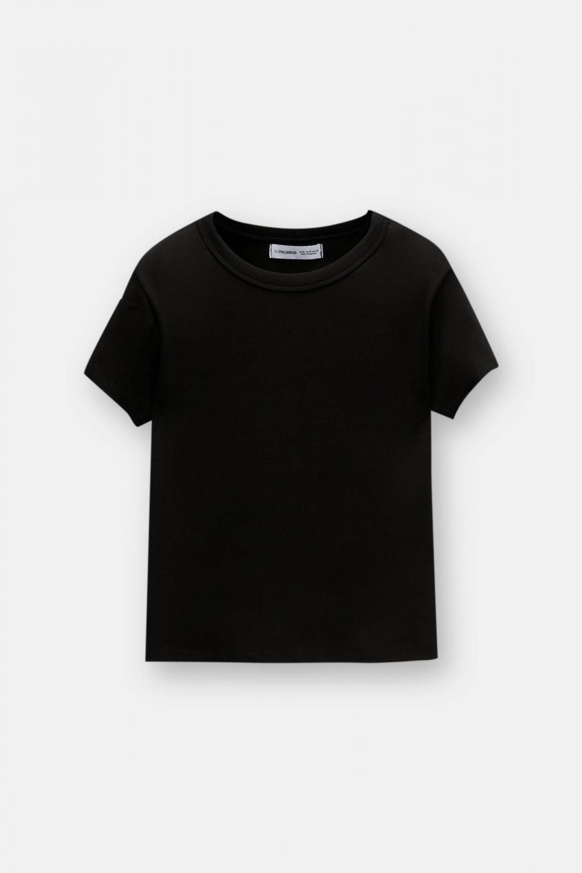 풀앤베어 베이직 슬림핏 블랙 반팔 티셔츠 3245/321 BLACK - 상품 이미지