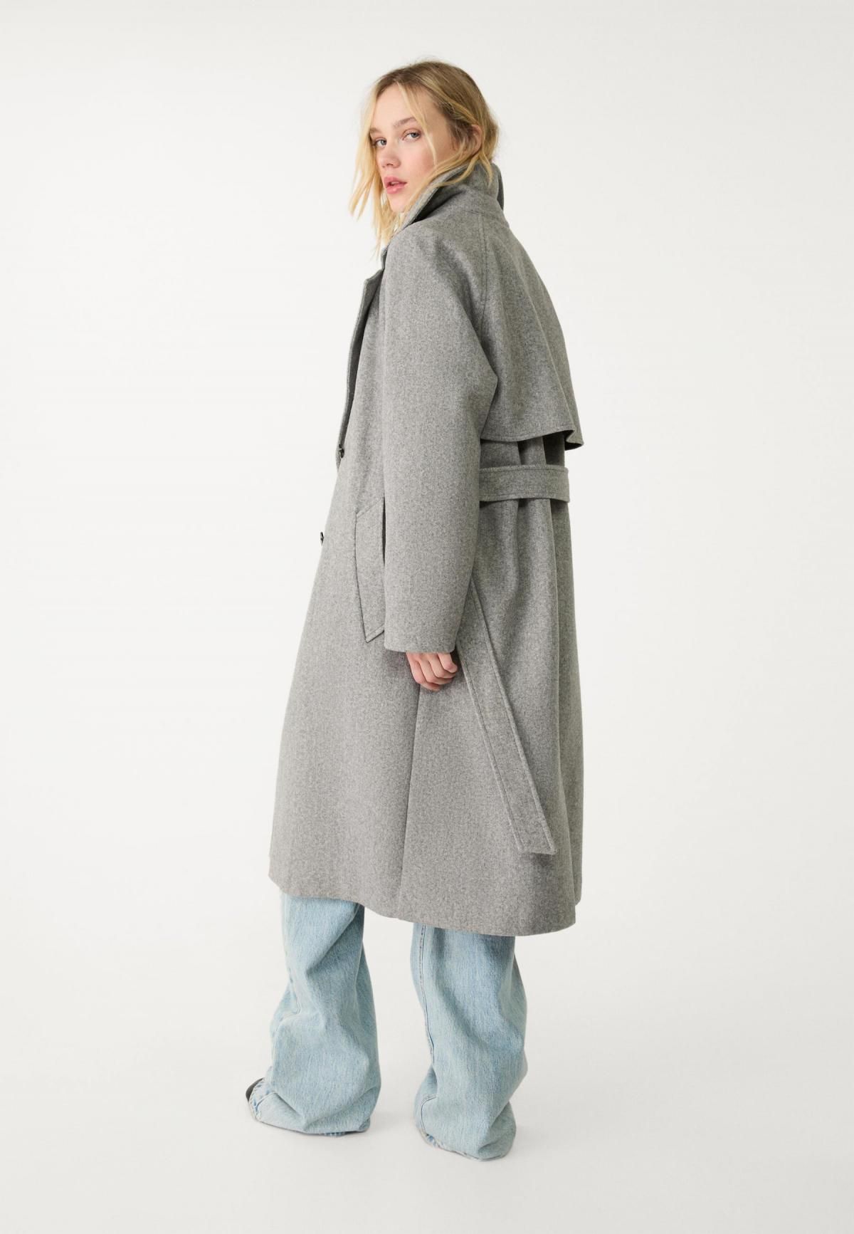스트라디바리우스 소프트터치 클래식 더블 트렌치코트 라이트그레이 5818/185 GREY MELANGE - 상세 이미지 4