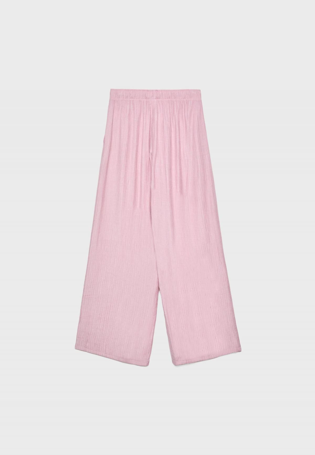 스트라디바리우스 크리즈 텍스처 와이드 팬츠 1235/410 PASTEL PINK - 상세 이미지 3