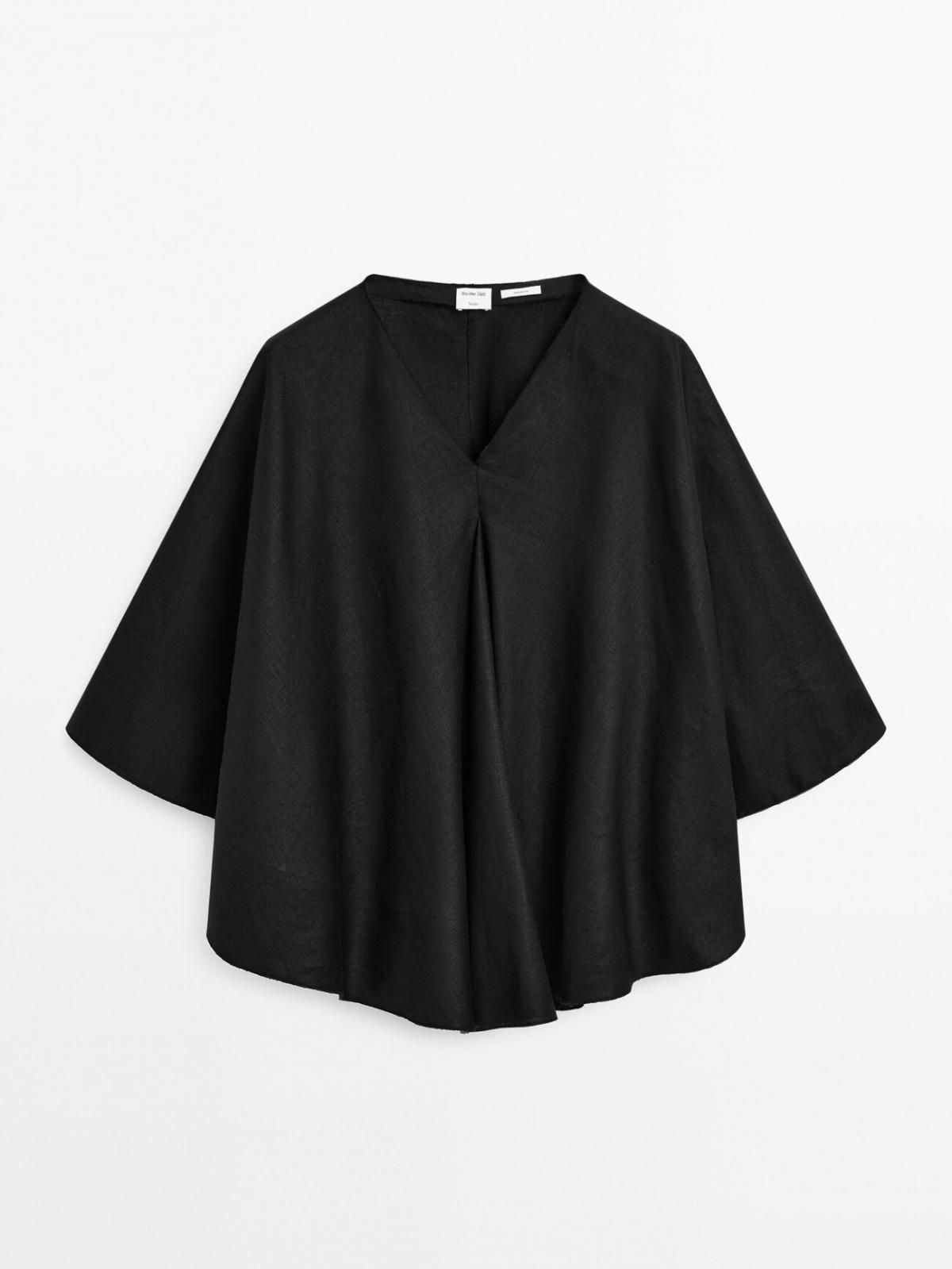 마시모두띠 린넨 오버사이즈 케이프 스타일 블라우스 9466/952 BLACK - 메인 이미지
