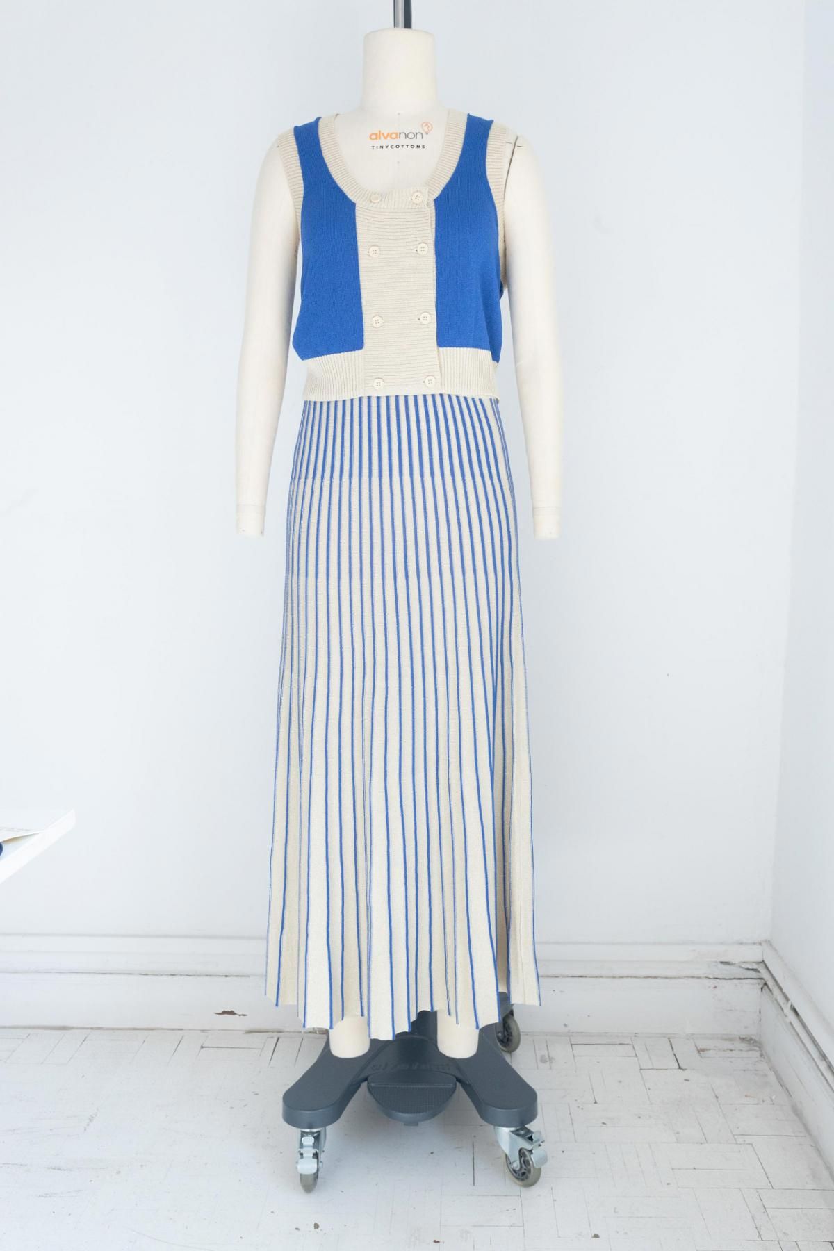타이니코튼 플리츠 스트라이프 미디 스커트 FALDA CONTRASTE SS25-812103 ONE COLOR - 상세 이미지 4