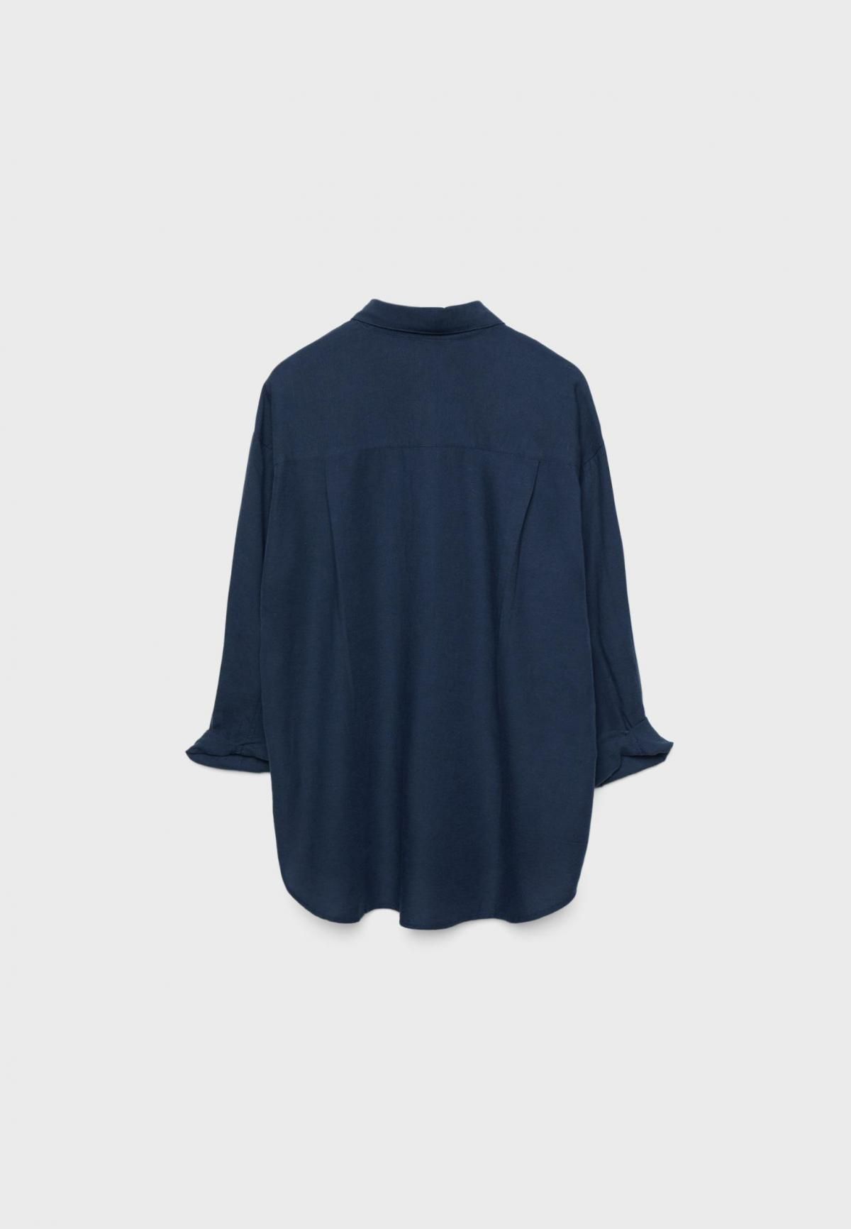 스트라디바리우스 린넨블렌드 내추럴핏 긴팔 셔츠 2027/022 NAVY BLUE - 상세 이미지 3