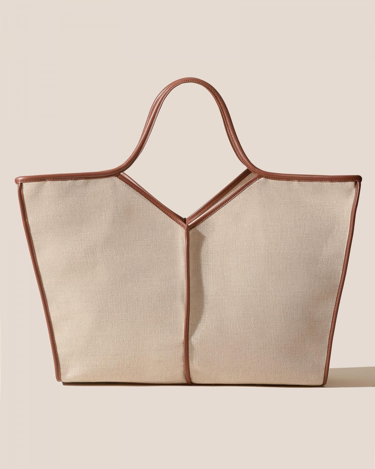 헤레우 CALELLA 레더트리밍 스퀘어 토트백 9279895961932 NATURAL/CHESTNUT - 메인 이미지