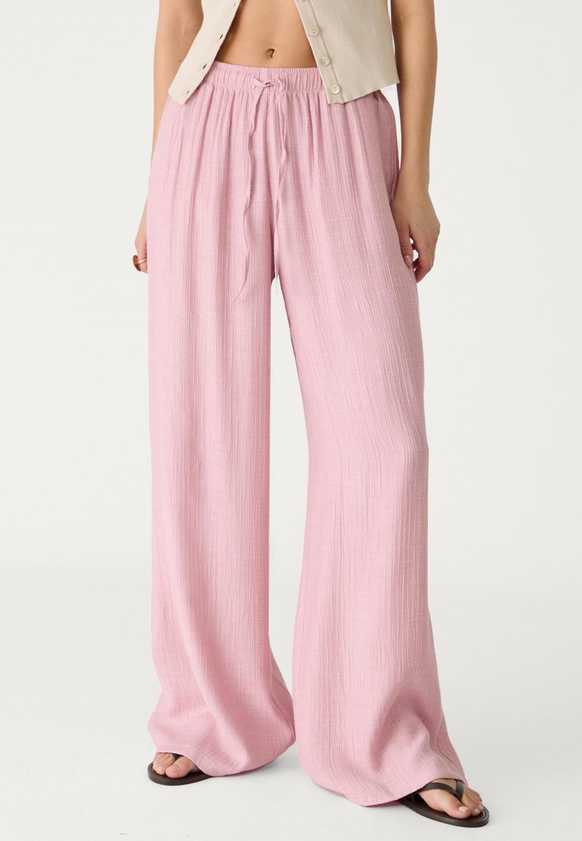 스트라디바리우스 크리즈 텍스처 와이드 팬츠 1235/410 PASTEL PINK - 상품 이미지