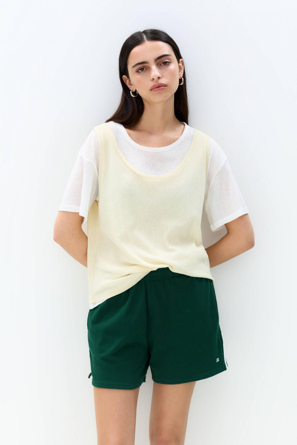 풀앤베어 테크니컬 코튼 트랙수트 버뮤다 반바지 사이드 스트라이프 7696/304 BOTTLE - 상품 이미지