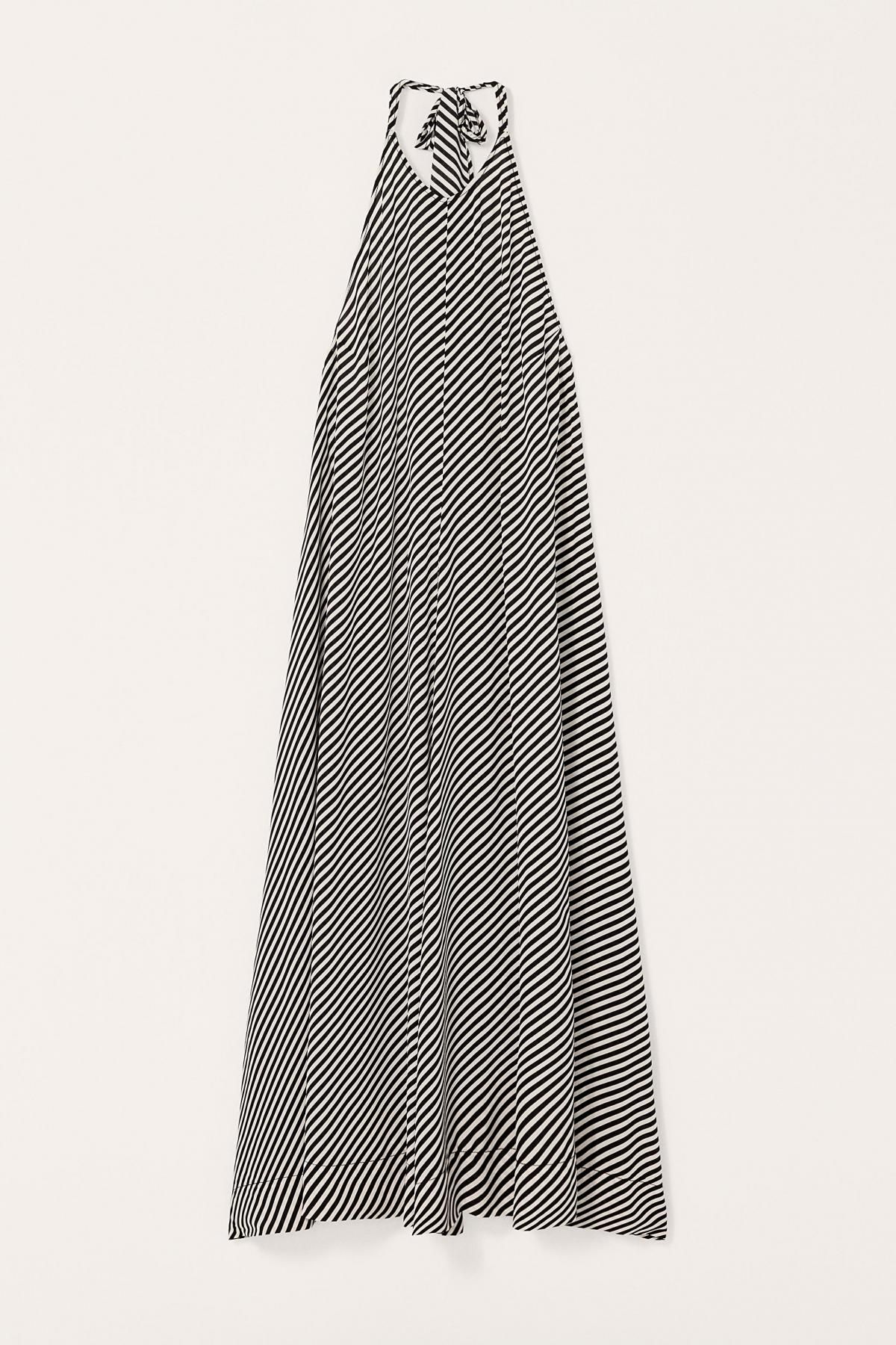 자라 스트라이프 홀터넥 롱 원피스 3828/717 ECRU / BLACK - 메인 이미지