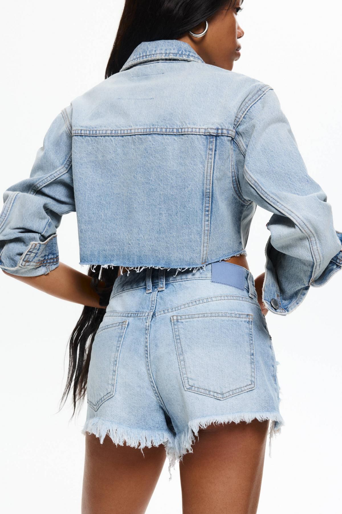 풀앤베어 빈티지 데님 숏팬츠 컷팅 밑단 7698/400 PALE BLUE - 상세 이미지 5