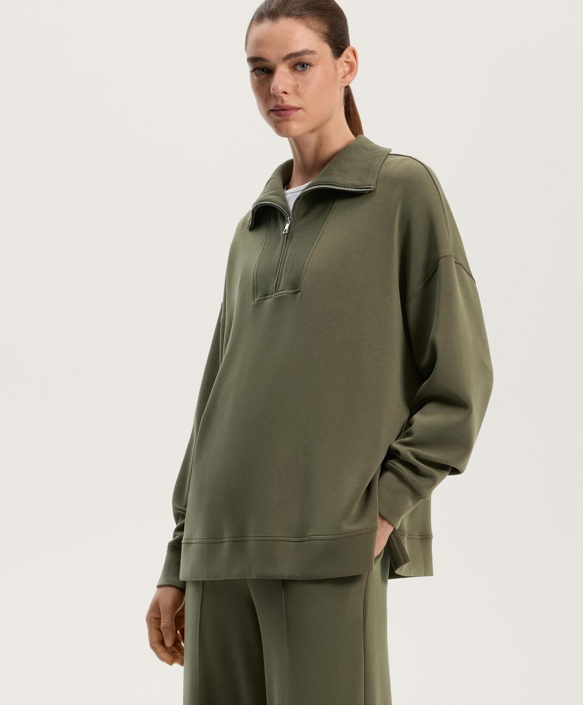오이쇼 소프트 모달 하프집업 카키 긴팔 맨투맨 3791/780 KHAKI - 상세 이미지 5