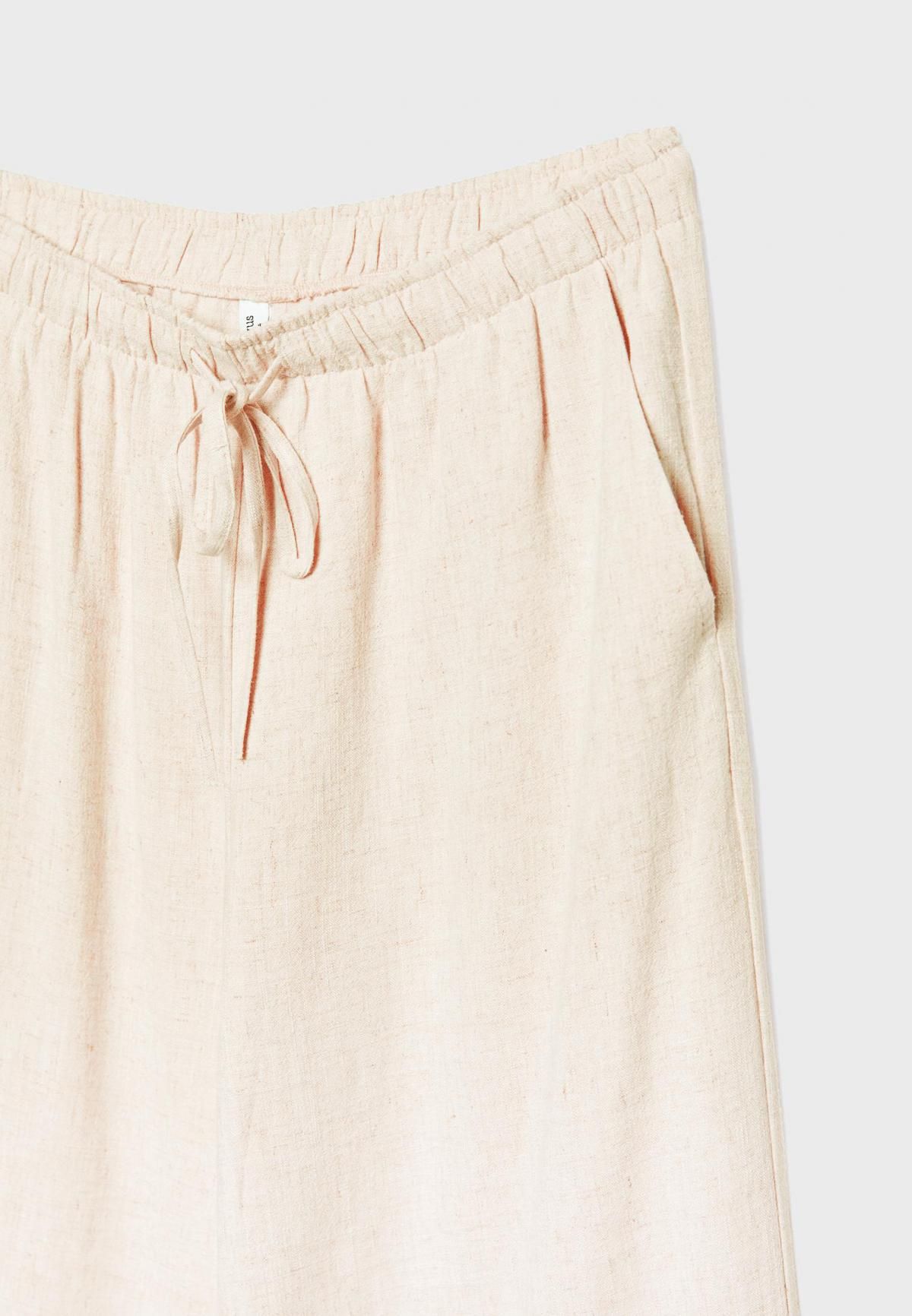 스트라디바리우스 와이드 린넨 블렌드 밴딩팬츠 1235/331 STONE - 상세 이미지 4