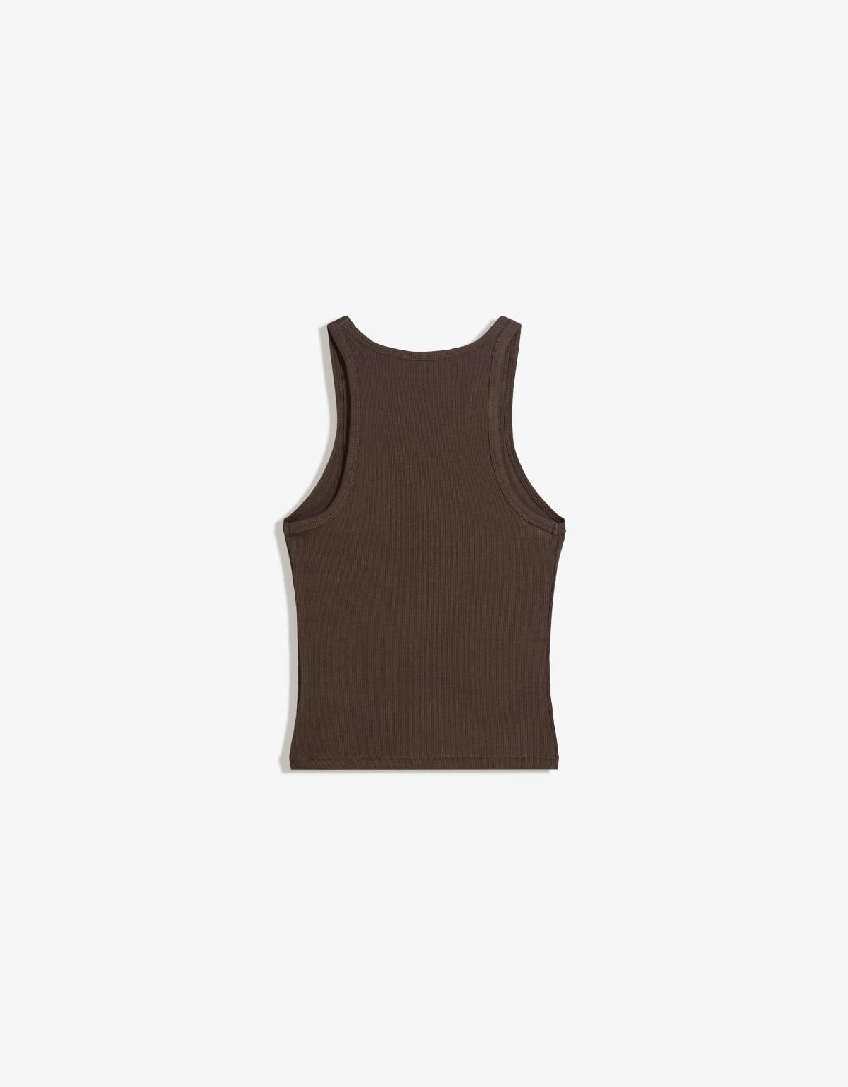 버쉬카 브라운 슬림핏 골지 민소매 티셔츠 2338/152 BROWN - 상세 이미지 2