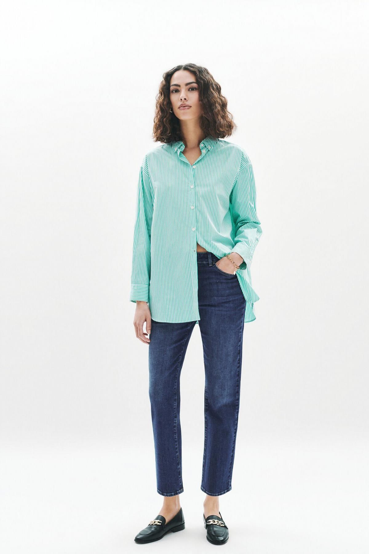 카롤 스트라이프 릴렉스핏 셔츠 Cbrendita 4319425 ESTAMPADO VERDE - 상세 이미지 3