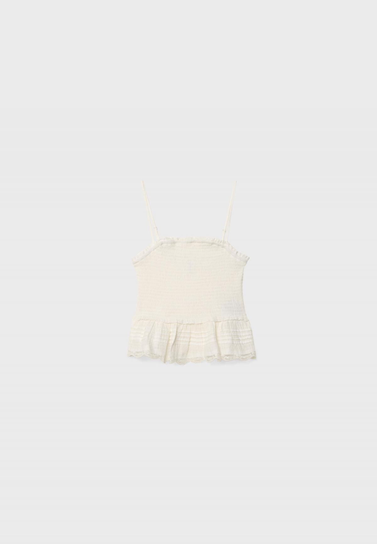 스트라디바리우스 러플 민소매 슬림핏 스트랩 탑 2251/583 WHITE - 상세 이미지 2