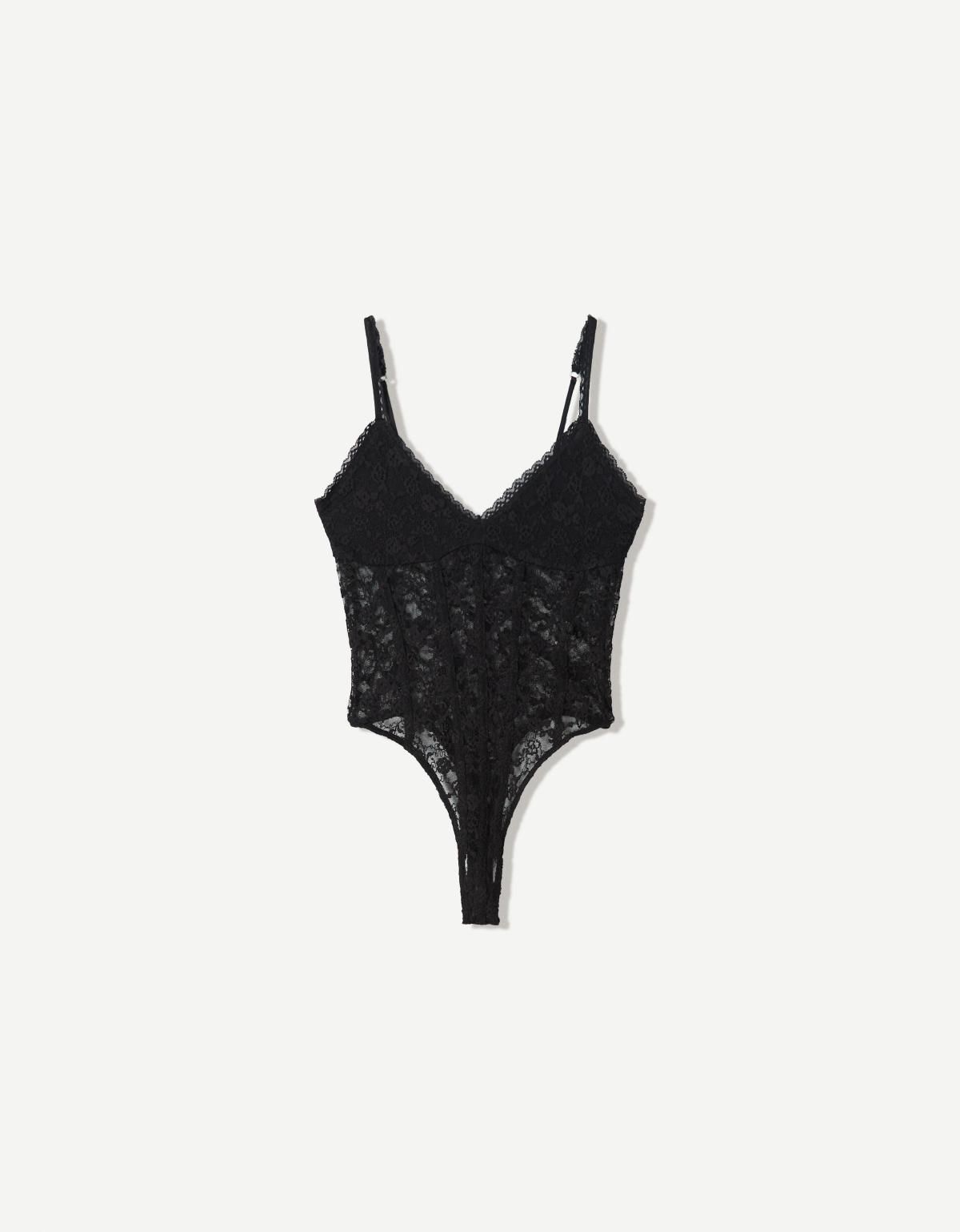 버쉬카 레이스 스트랩 블론드 바디수트 3998/360 BLACK - 상품 이미지