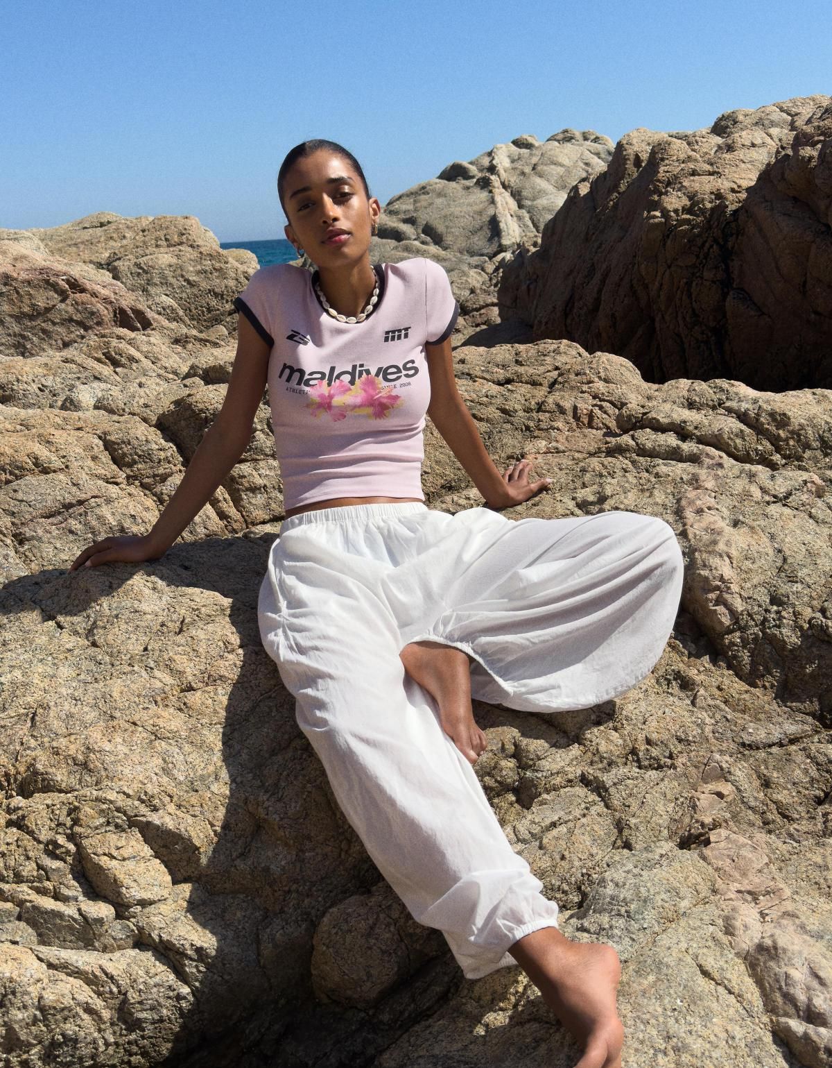 버쉬카 트렌디 배색프린트 반팔 티셔츠 2705/443 PINK - 상세 이미지 4