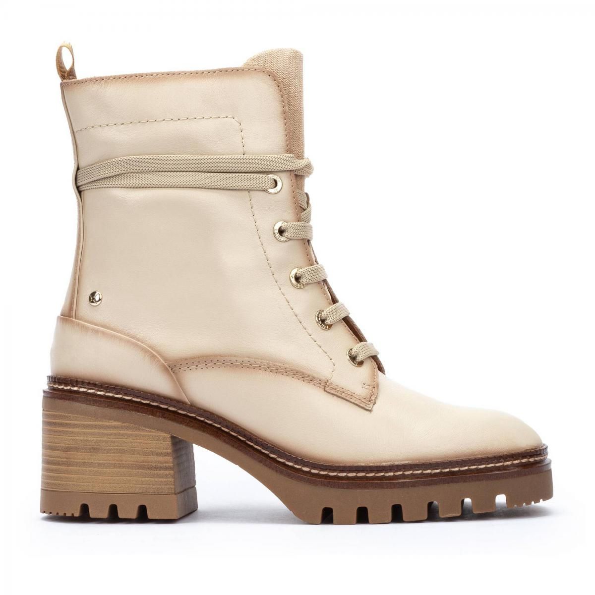 피콜리노스 베이지 미디엄 스퀘어힐 레이스업 앵클부츠 VALLADOLID W5D-8698C1 MARFIL - 상품 이미지