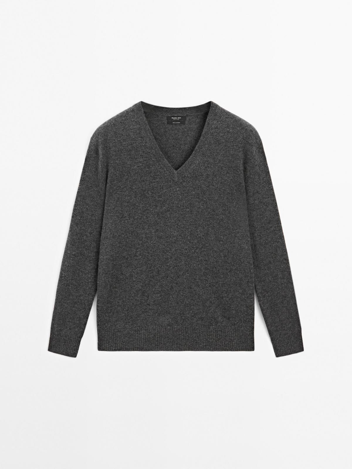 마시모두띠 프리미엄 캐시미어 브이넥 니트 스웨터 5605/565 MEDIUM GREY - 상품 이미지