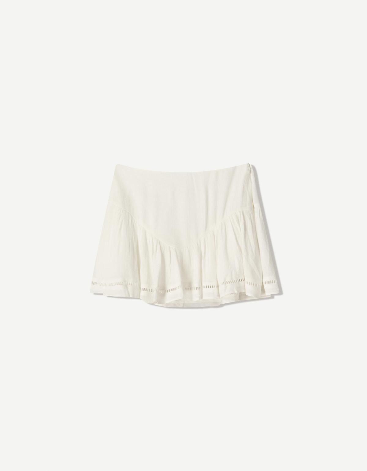 버쉬카 텍스처 플레어 화이트 미니 스커트 6077/494 OFF WHITE - 상세 이미지 2