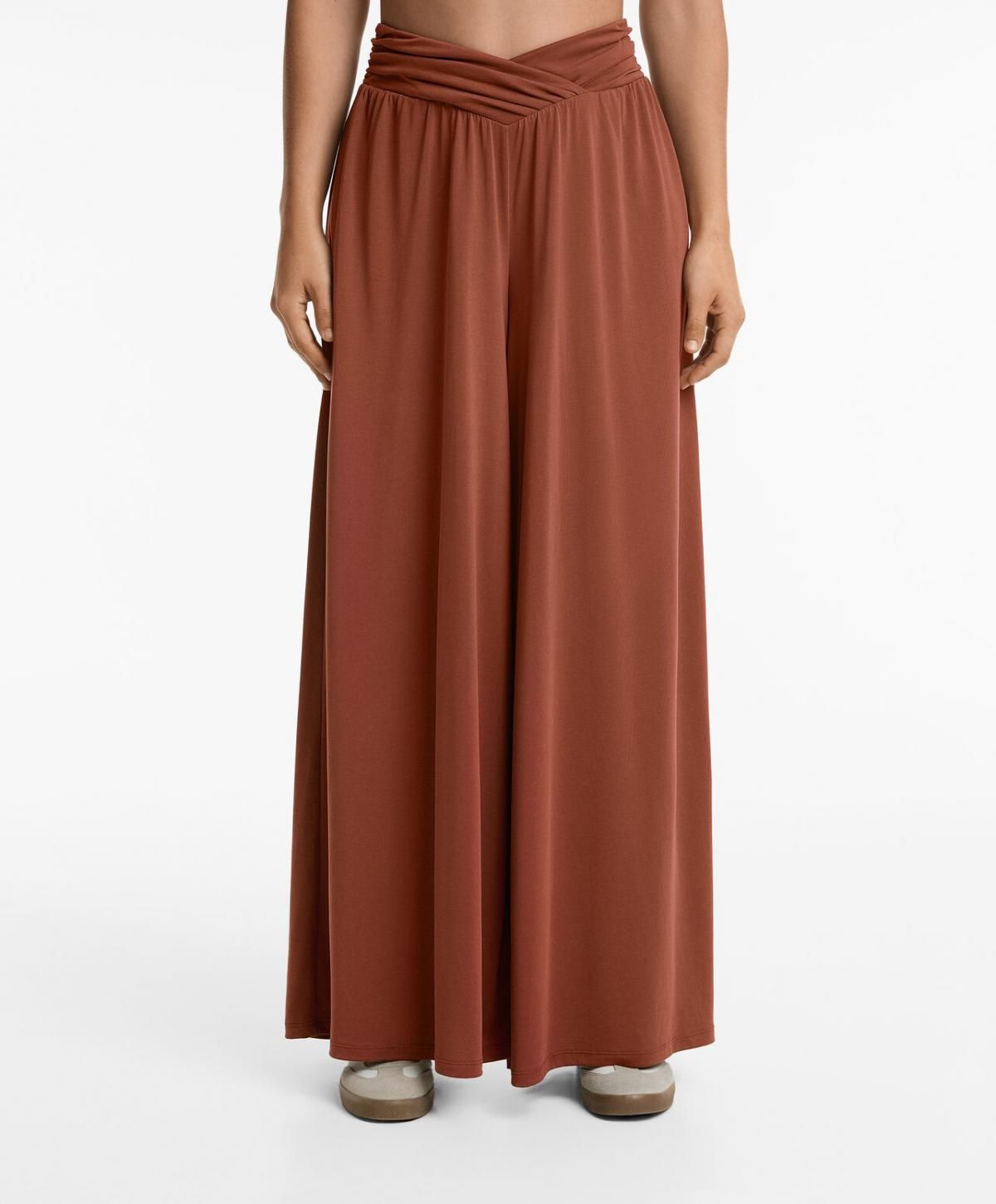 오이쇼 모달 와이드 브이컷 웨이스트 플로티 팬츠 3332/555 TERRACOTTA - 상품 이미지