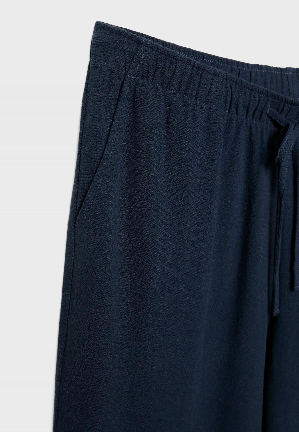 스트라디바리우스 와이드 린넨 블렌드 스트레이트 팬츠 1235/331 DARK BLUE - 상세 이미지 4