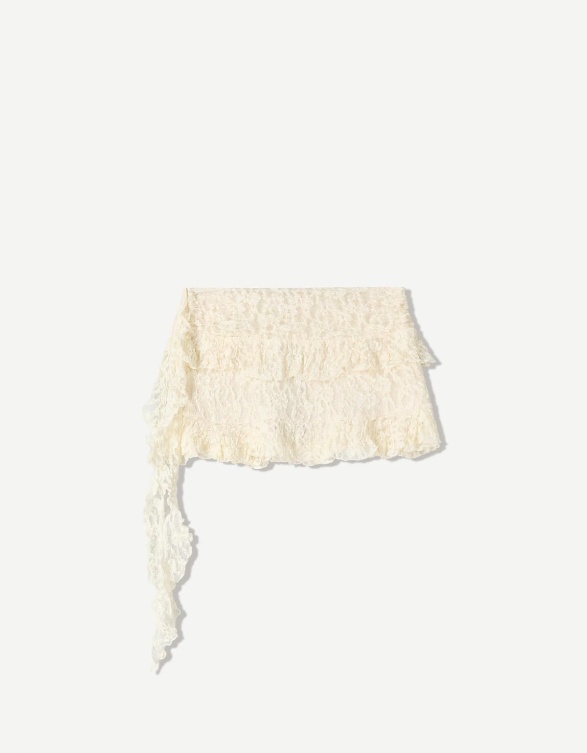 버쉬카 레이스 러플 아이보리 미니 스커트 1049/187 CREAM - 메인 이미지