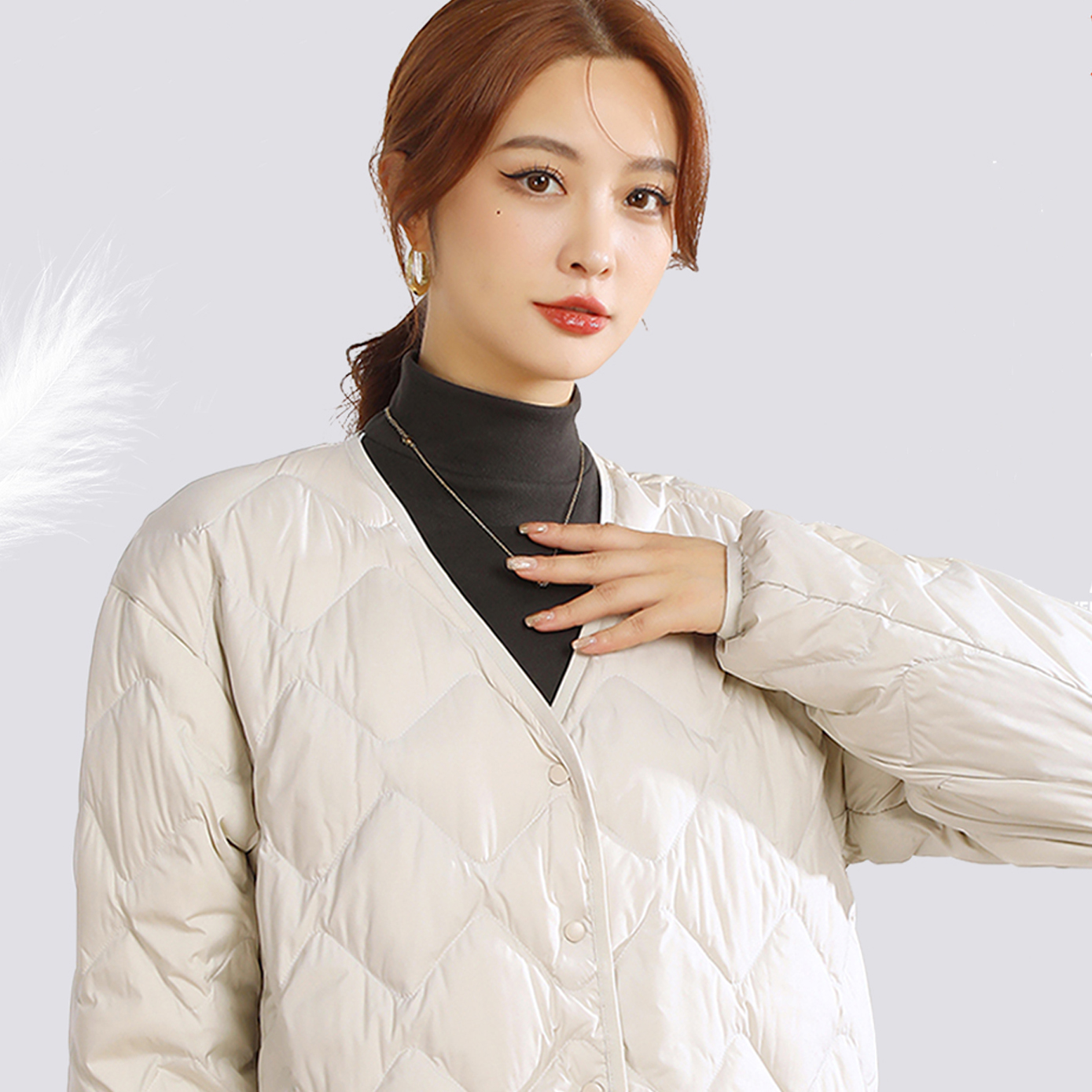 여성 경량점퍼 가벼운 조끼 오리털 경량패딩 제품 이미지