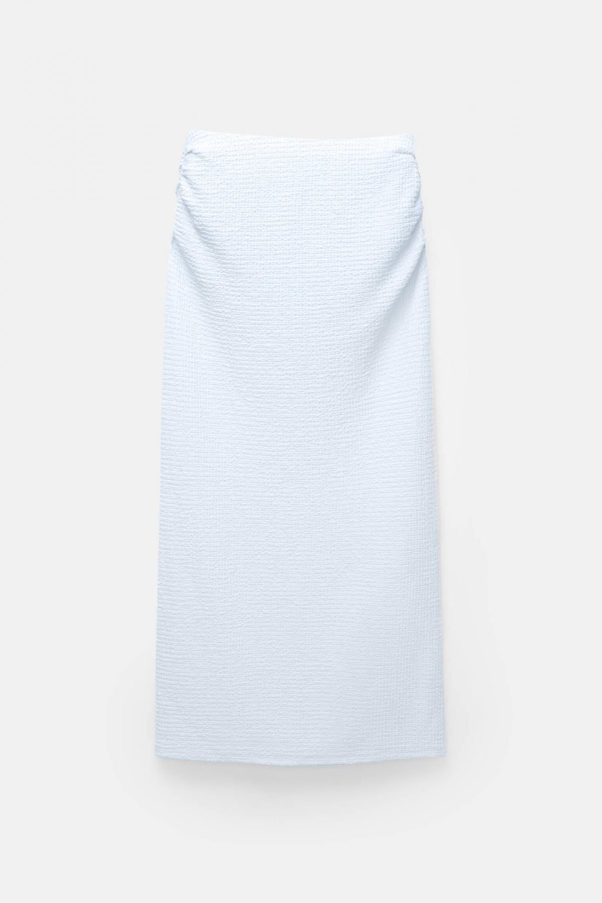 풀앤베어 미니멀 웨이스트 셔링 미디 스커트 7400/311 PALE BLUE - 메인 이미지