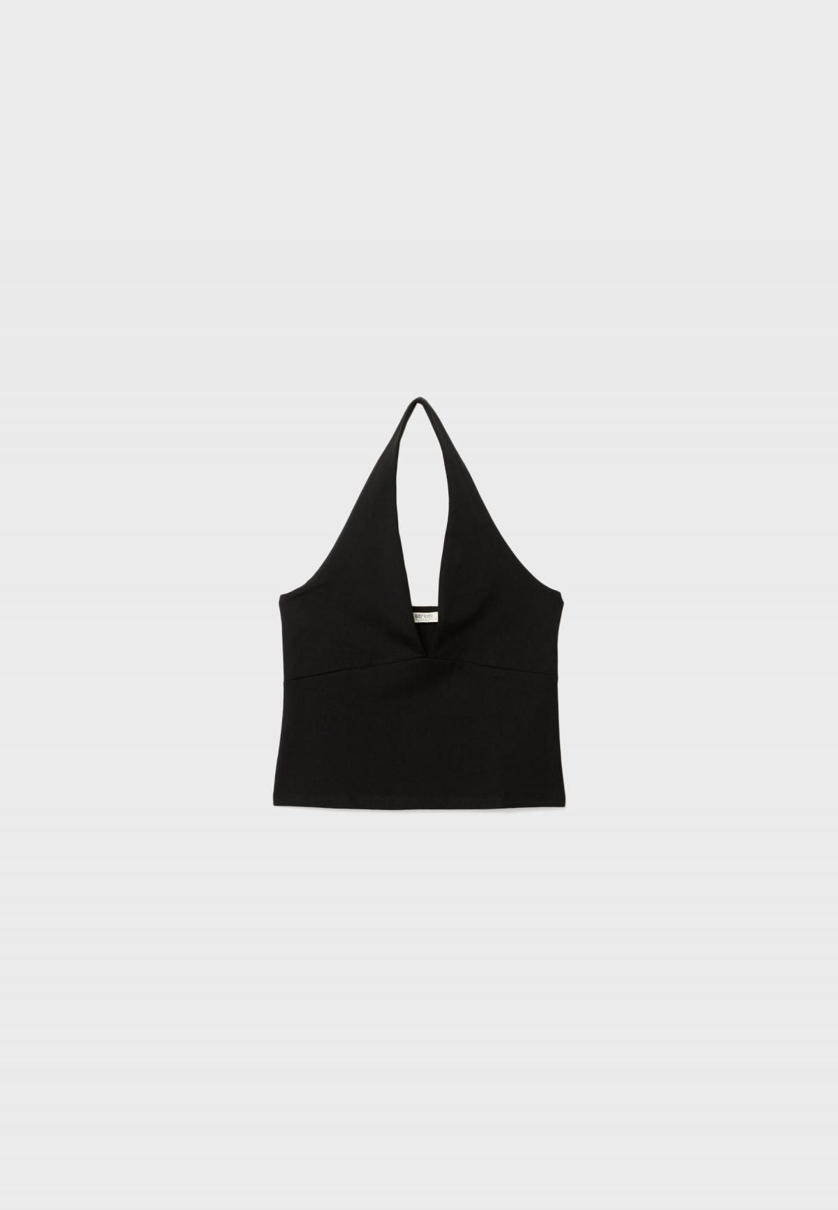 스트라디바리우스 베이직 슬림핏 브이넥 홀터넥 민소매탑 8045/655 BLACK - 상품 이미지