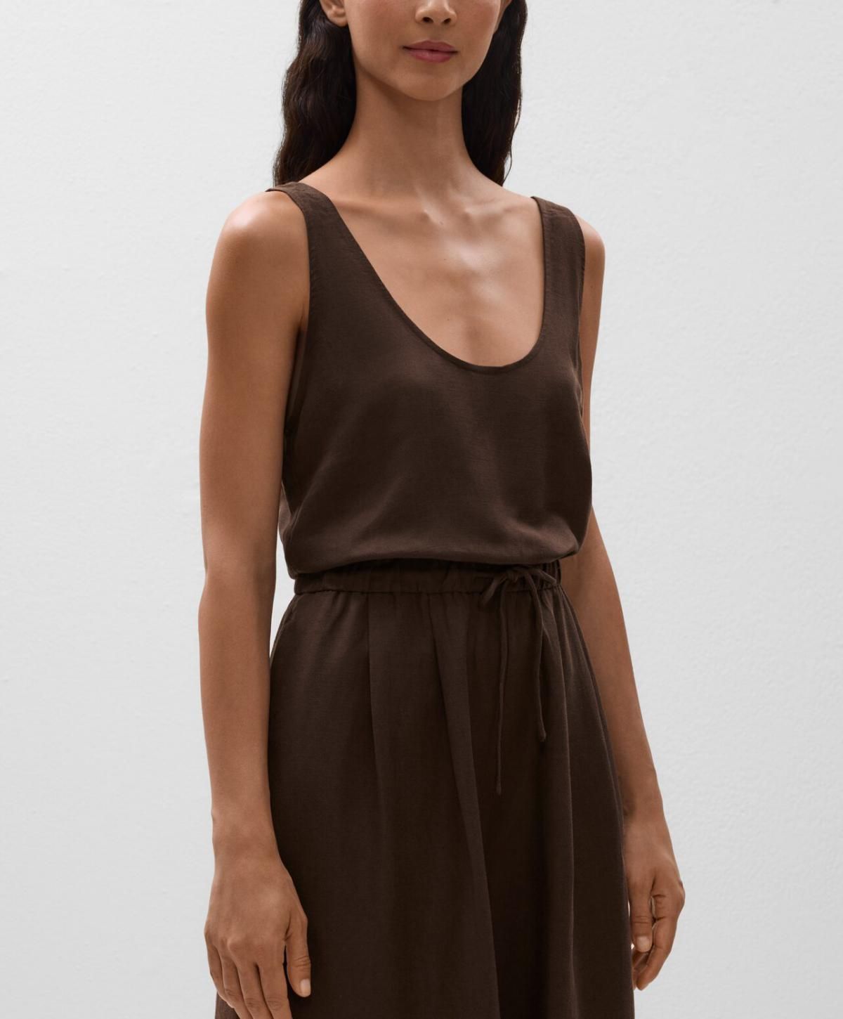 오이쇼 린넨 밴딩 점프수트 브라운 3401/859 DARKBROWN - 상세 이미지 3