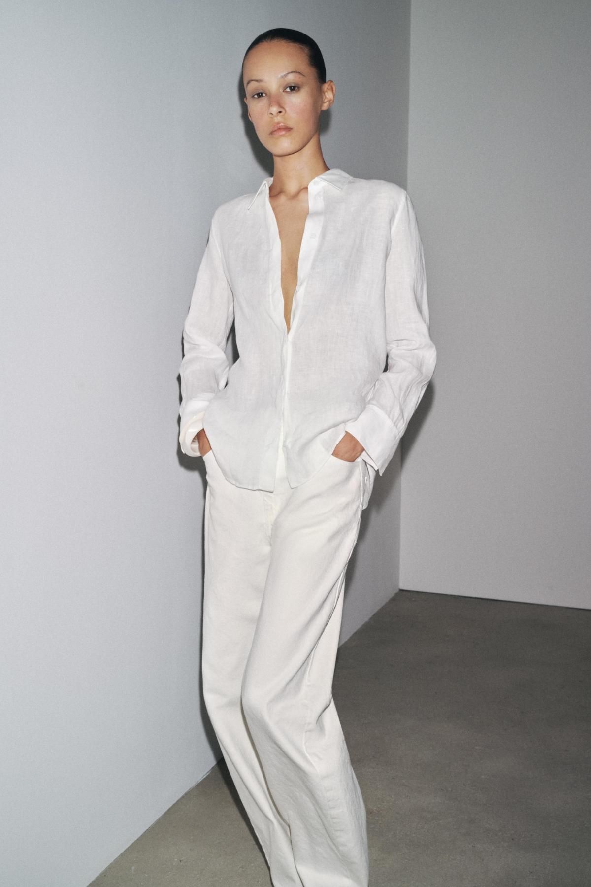 자라 프리미엄 린넨 긴팔 셔츠 5344/241 WHITE - 상세 이미지 5