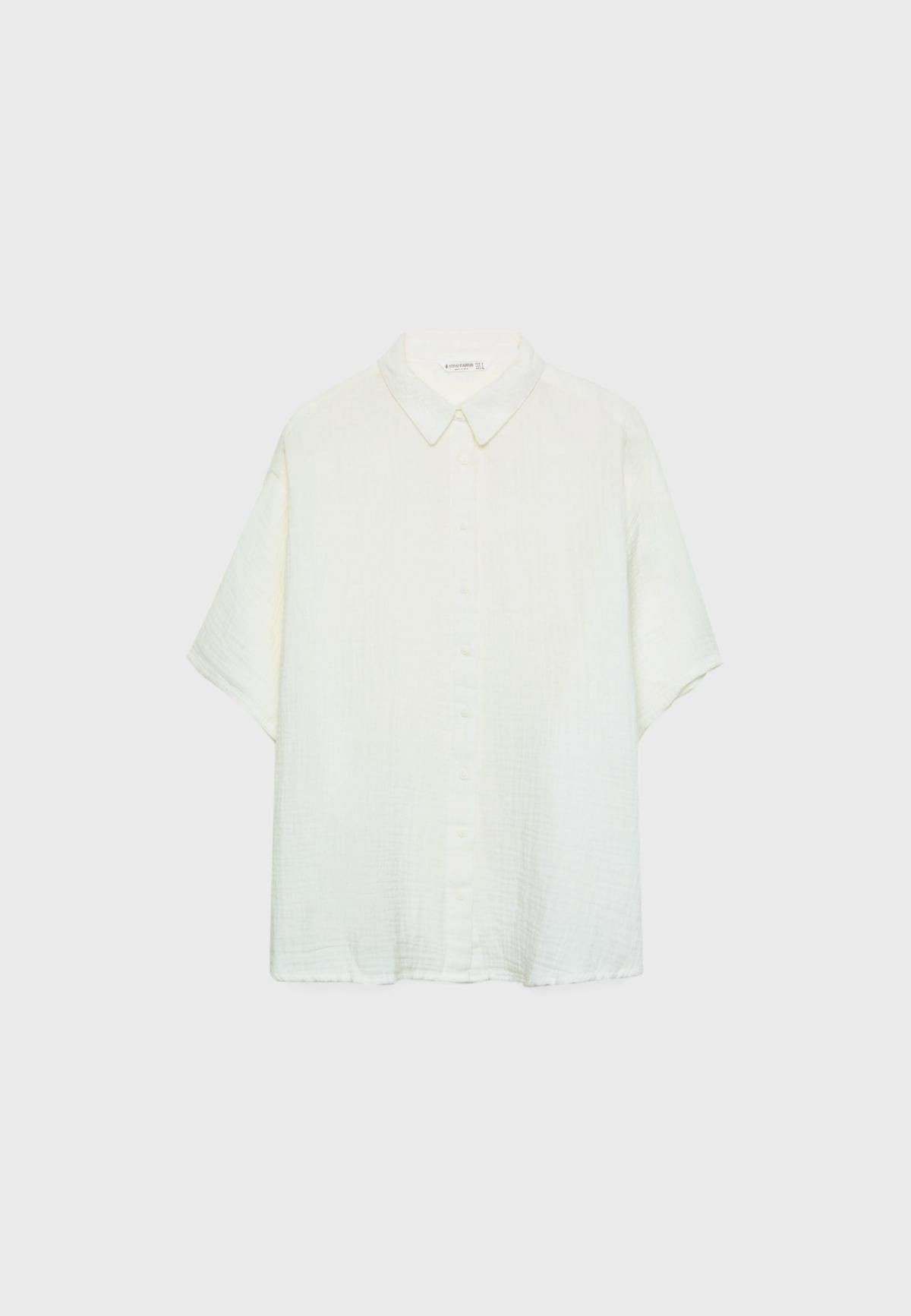 스트라디바리우스 미니멀 코튼 텍스처 반팔 셔츠 7131/582 WHITE - 메인 이미지