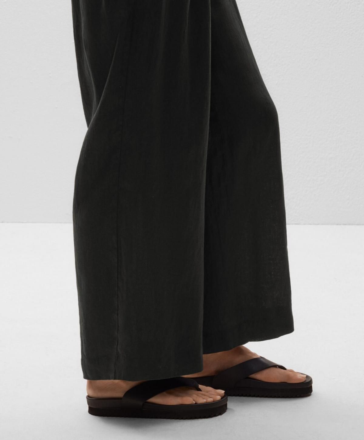 오이쇼 린넨 와이드 스트레이트 랩 사롱 팬츠 3352/873 BLACK - 상세 이미지 5