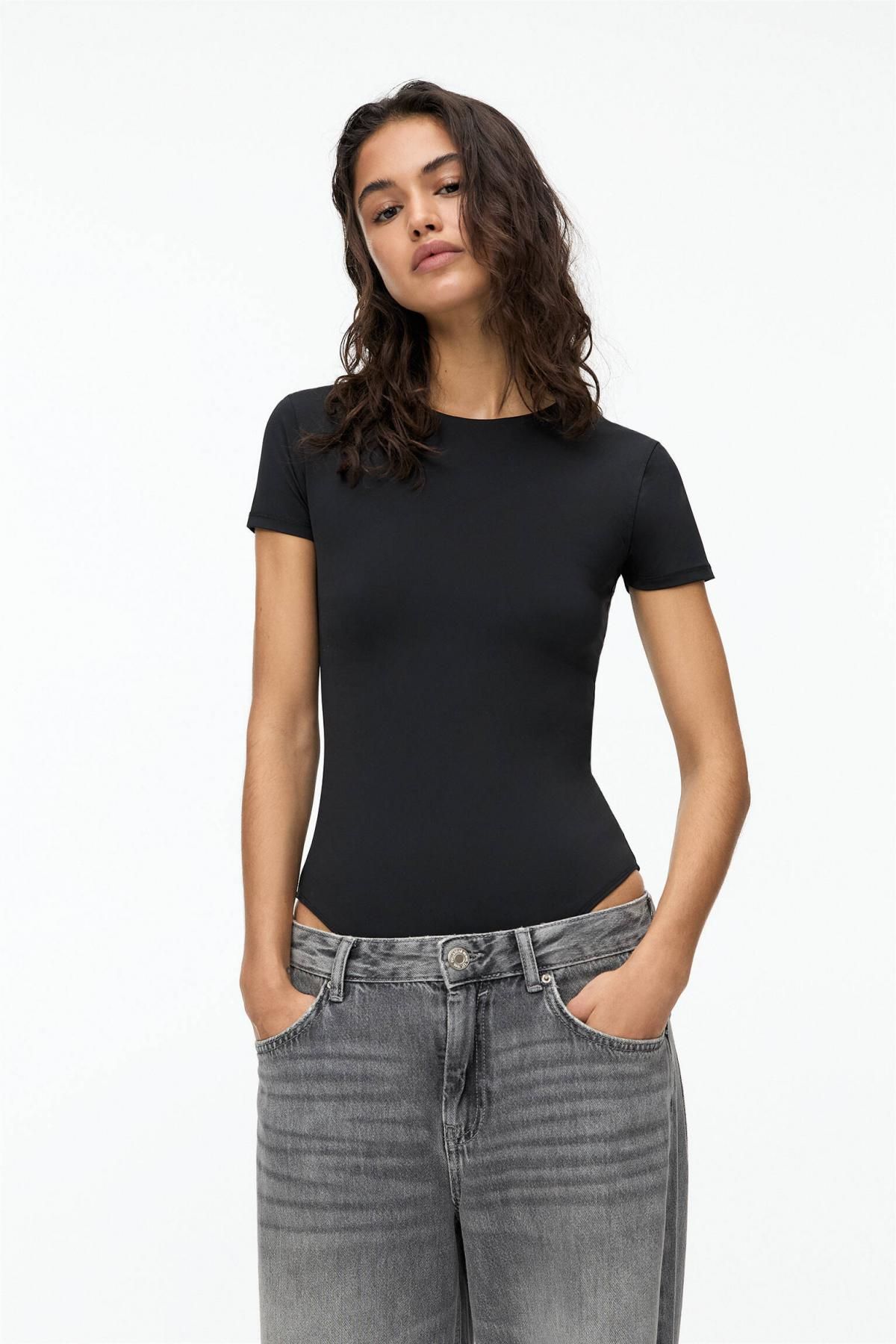 풀앤베어 베이직 폴리아미드 숏슬리브 바디수트 3245/364 BLACK - 상세 이미지 3