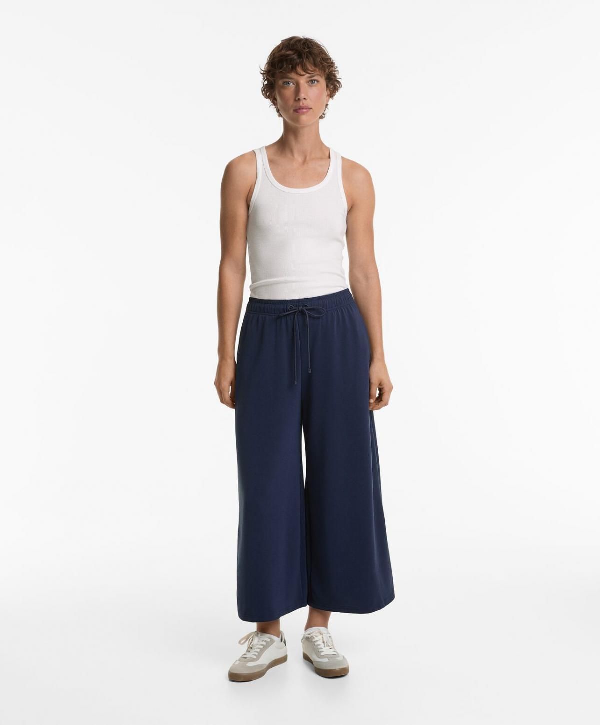 오이쇼 모달 소프트터치 와이드 크롭 팬츠 6235/792 NAVY - 상세 이미지 2