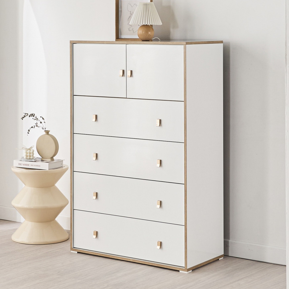차차 800서랍장 속깊은 드레스룸 옷 서랍장 높은 800x400x1238mm, 5단, 네추럴화이트 - 상세 이미지 5