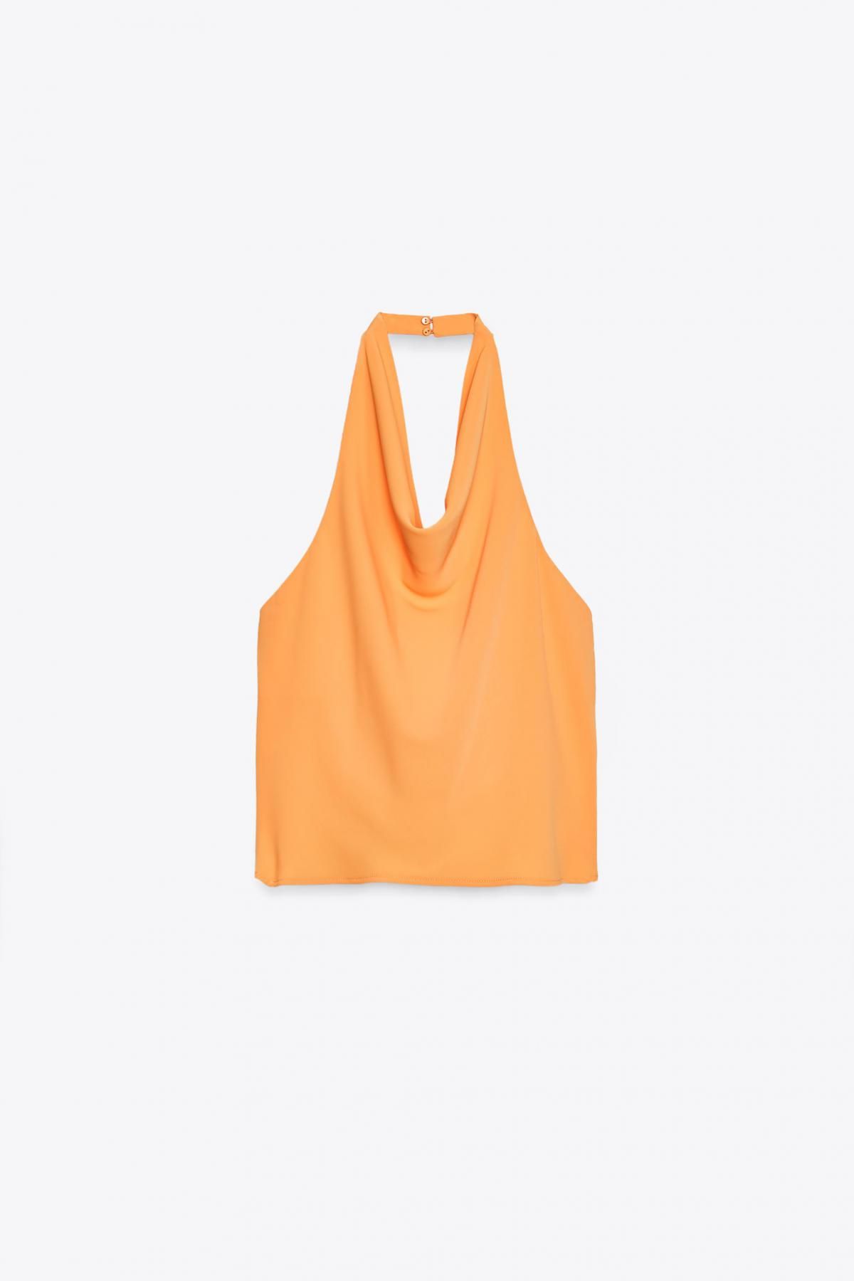 자라 새틴 오렌지 홀터넥 민소매 탑 8028/911 ORANGE - 메인 이미지