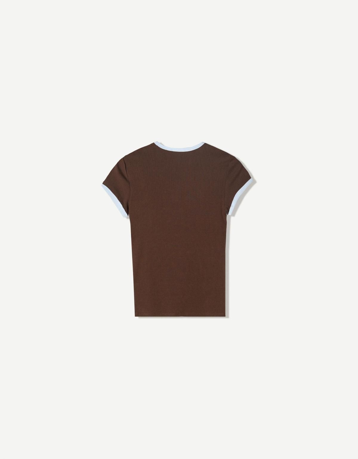 버쉬카 배색 크루넥 반팔 티셔츠 7541/152 BROWN - 상세 이미지 2