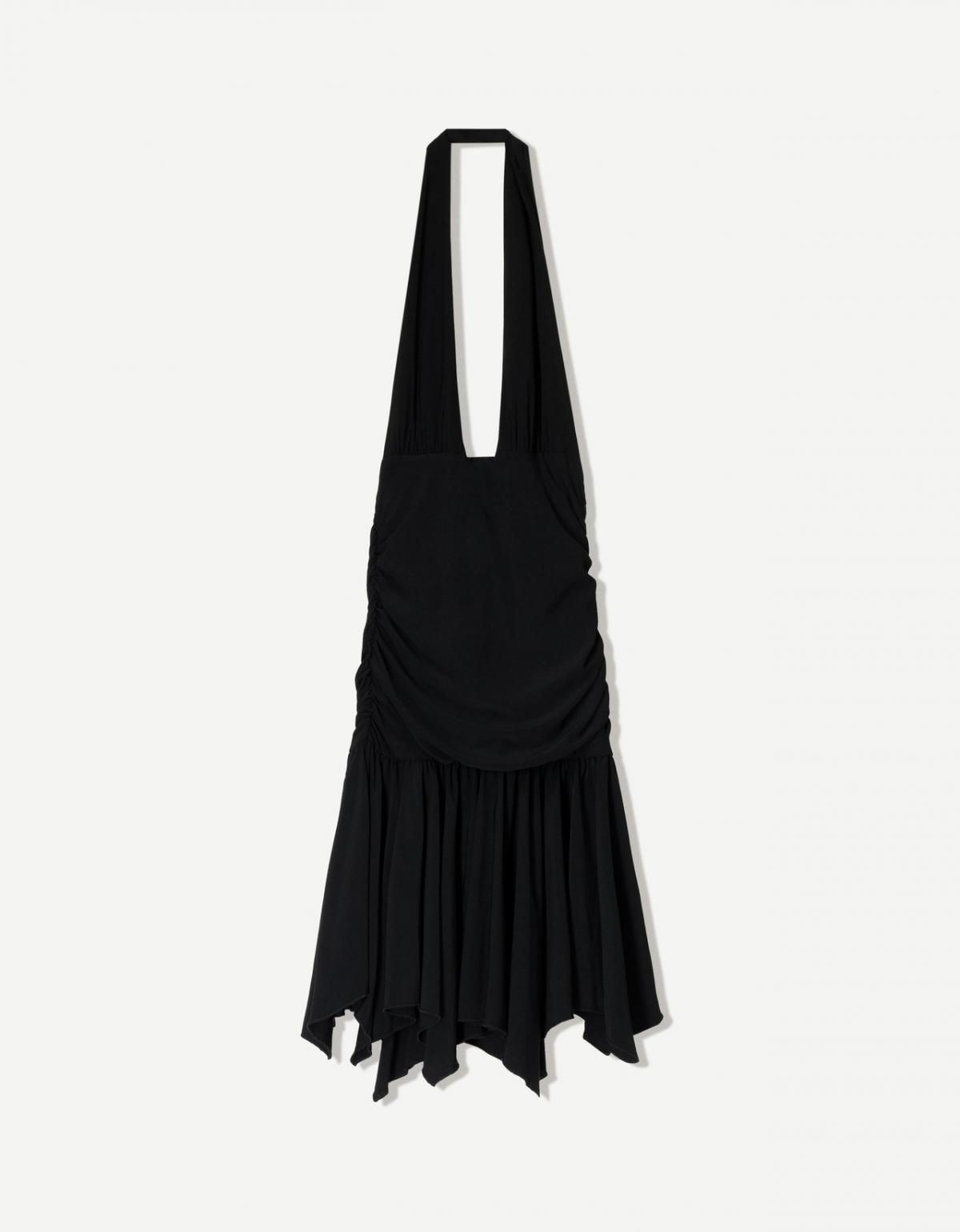 버쉬카 블랙 백리스 러플 미니 원피스 0698/187 BLACK - 상품 이미지
