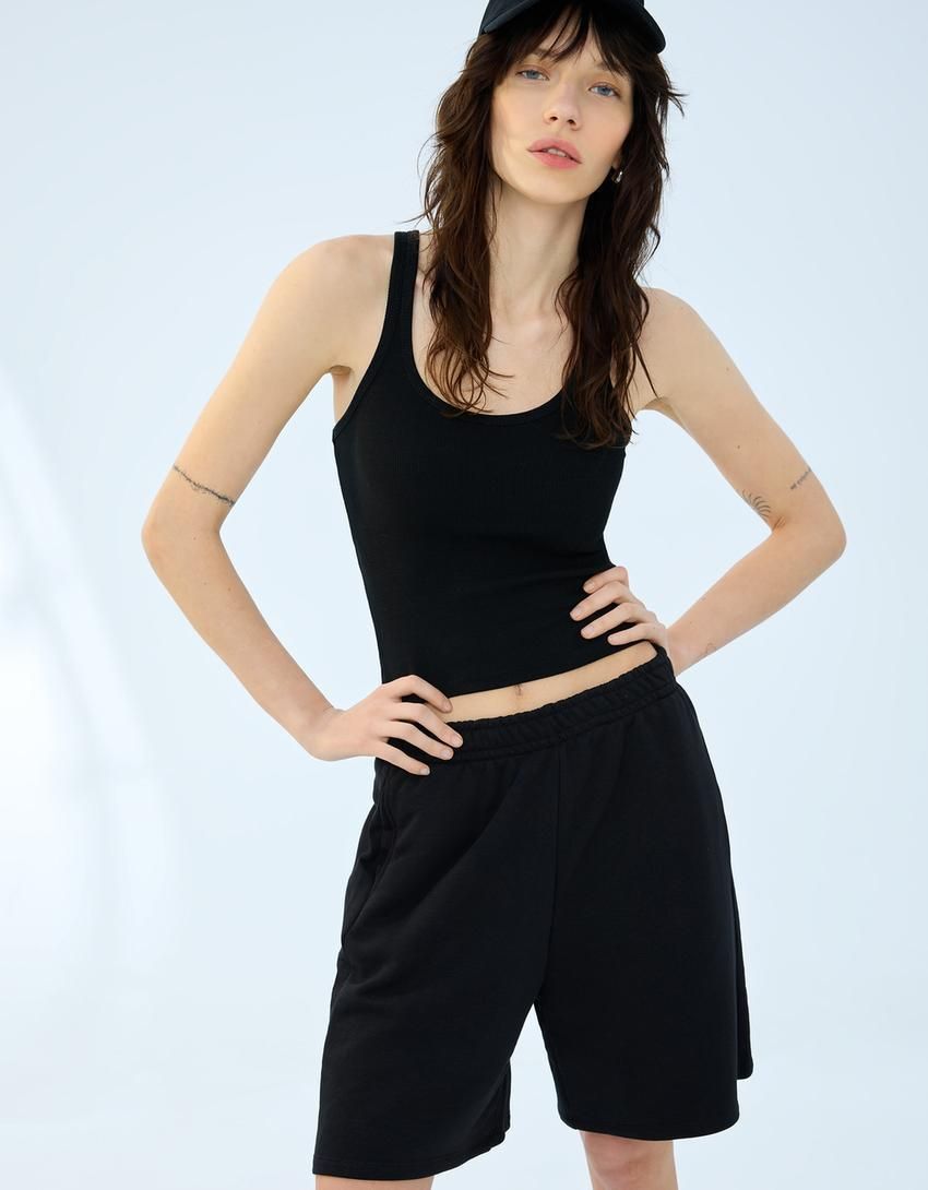 버쉬카 플러시 자수 버뮤다 반바지 3319/700 BLACK - 상세 이미지 3