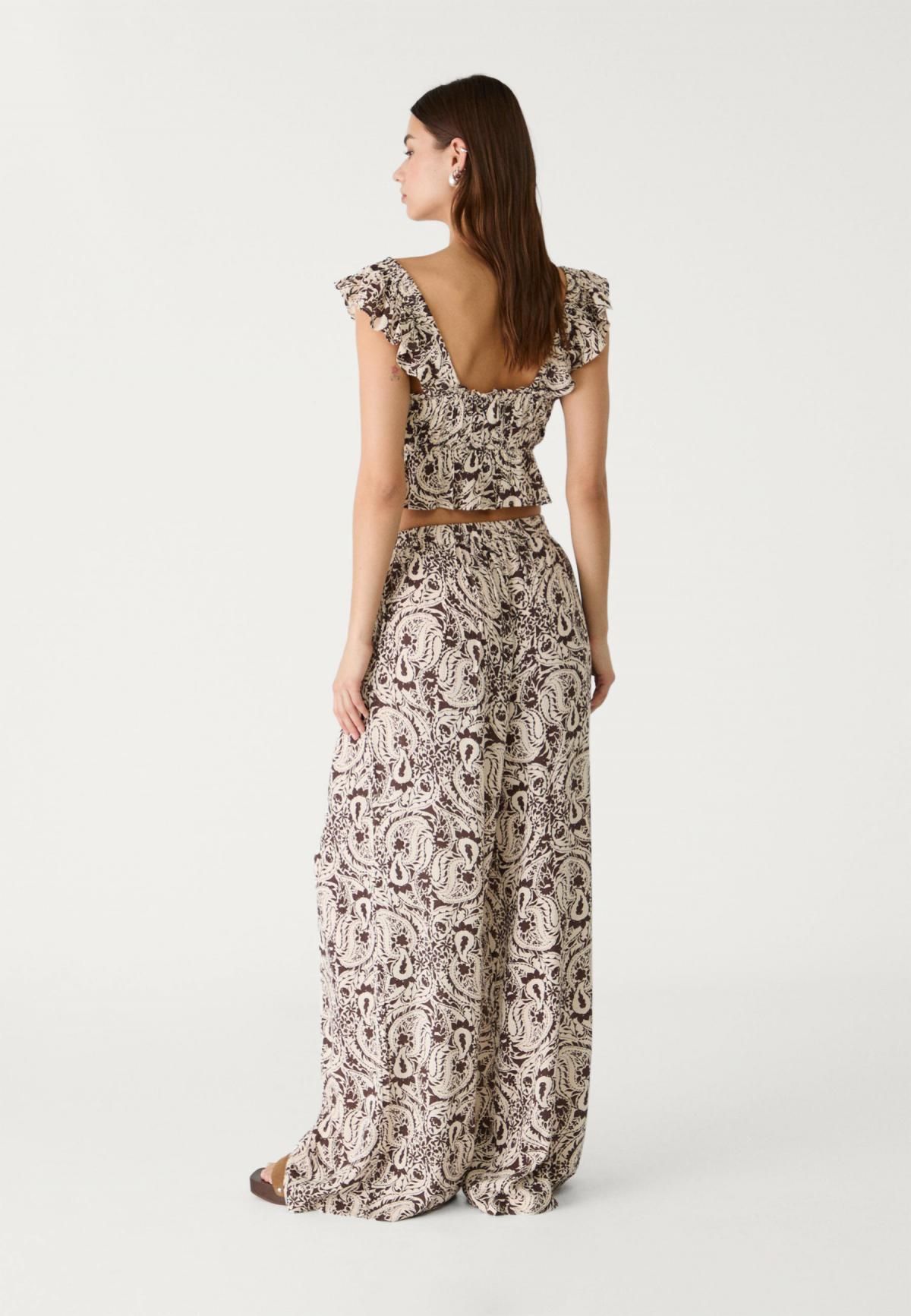 스트라디바리우스 페이즐리 프린트 와이드 팔라조 팬츠 1205/459 BROWN - 상세 이미지 4