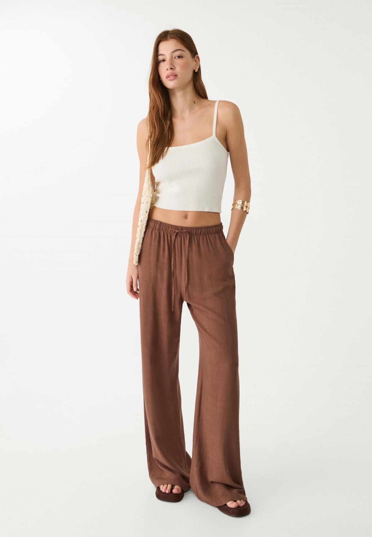 스트라디바리우스 라이트 린넨블렌드 와이드팬츠 1235/331 BROWN - 상세 이미지 2