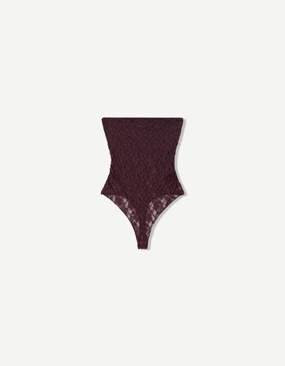 버쉬카 레이스 슬림핏 뷔스티에 브라운 바디수트 3971/173 BURGUNDY - 메인 이미지