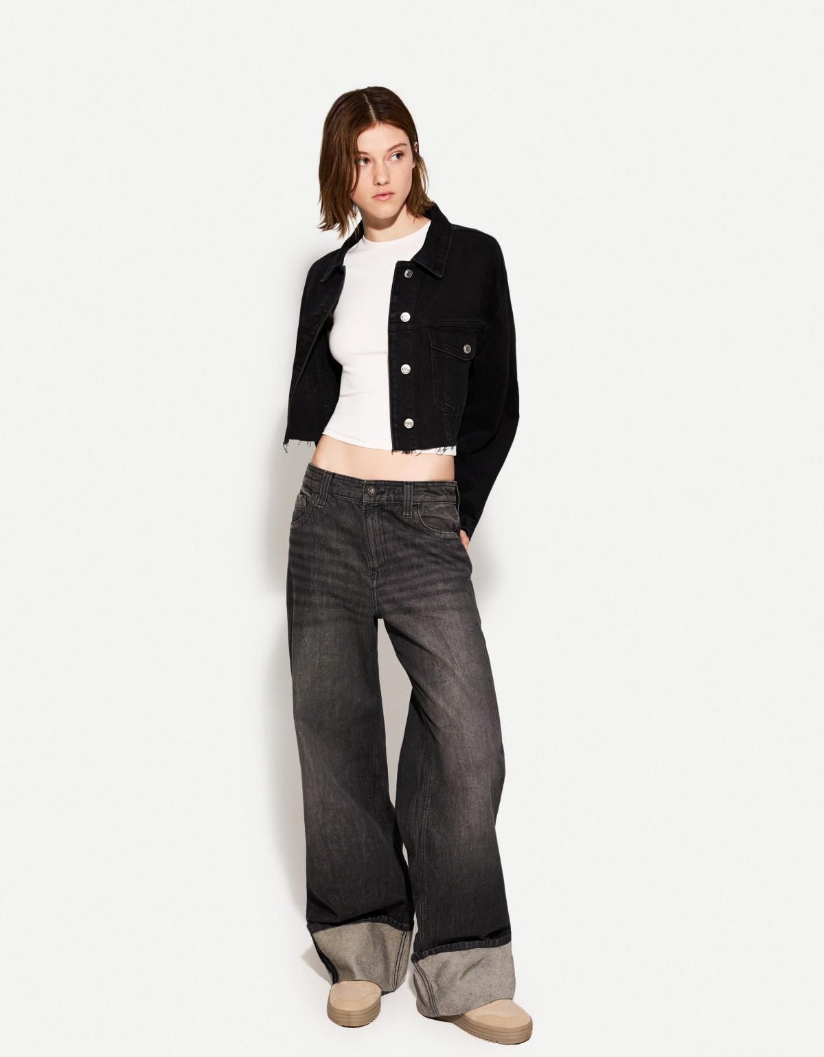 버쉬카 데님 크롭 아우터 블랙 크롭 데님 재킷 1521/335 BLACK - 상세 이미지 4
