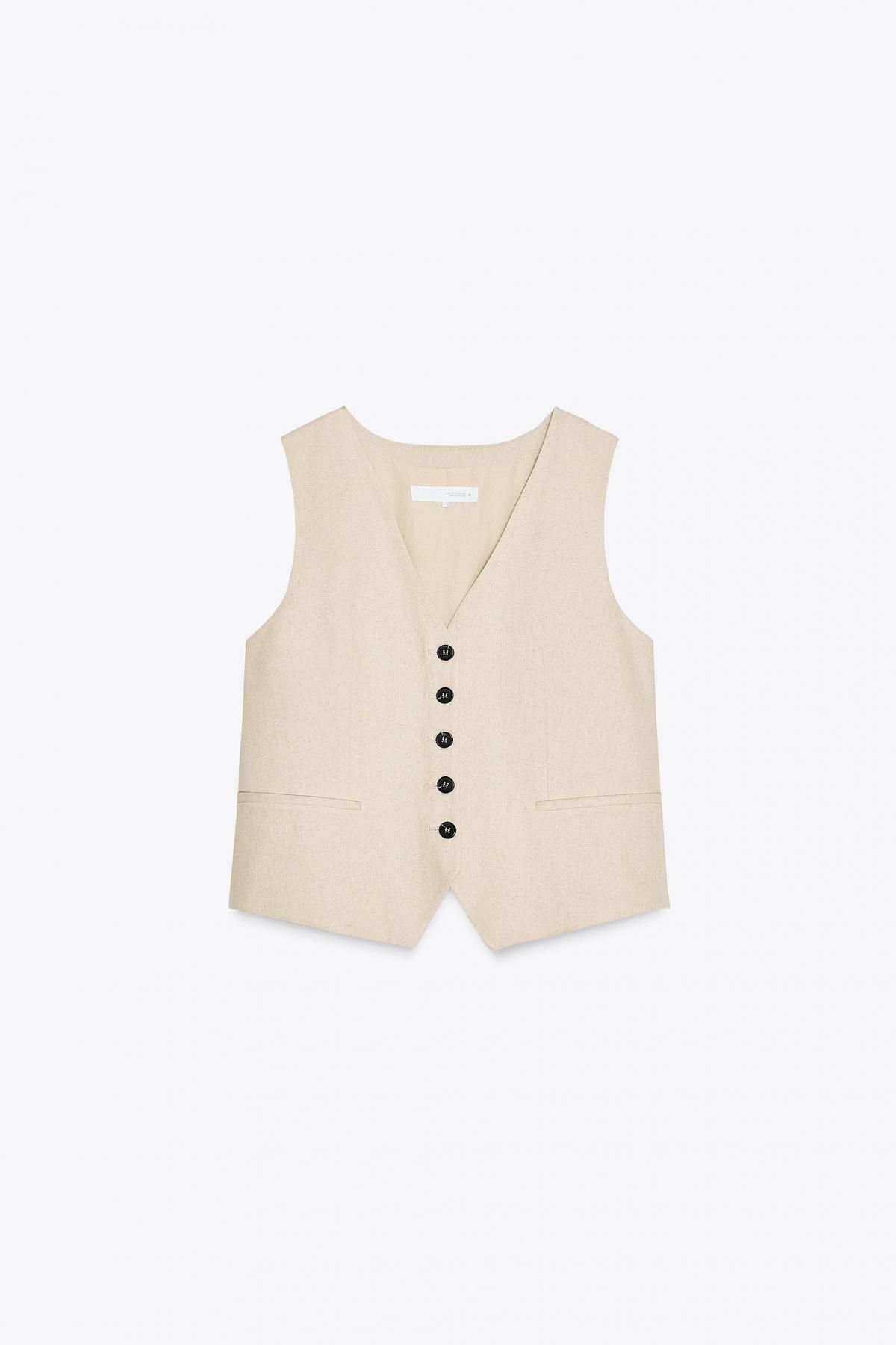 자라 린넨 블렌드 테일러드 베스트 2753/121 LIGHT BEIGE - 메인 이미지