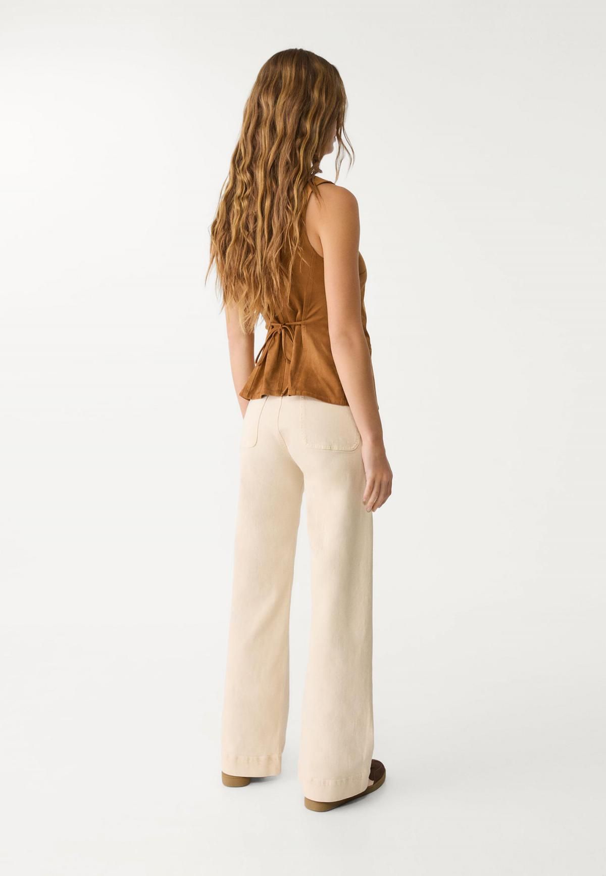 스트라디바리우스 미니멀 하이웨이스트 와이드 팬츠 골드 버튼 포켓 1477/777 STONE - 상세 이미지 5