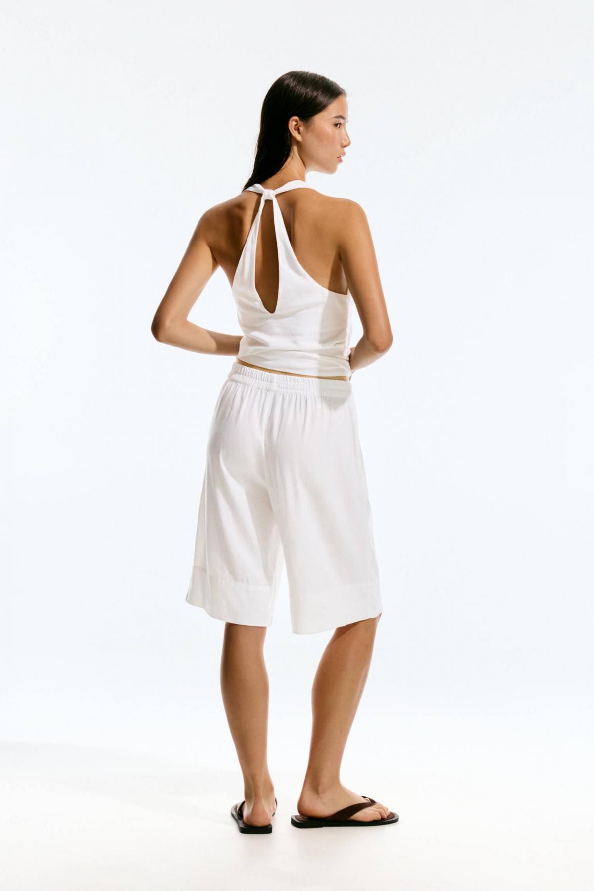 풀앤베어 린넨 와이드 밴딩 버뮤다 쇼츠 7696/342 WHITE - 상세 이미지 3