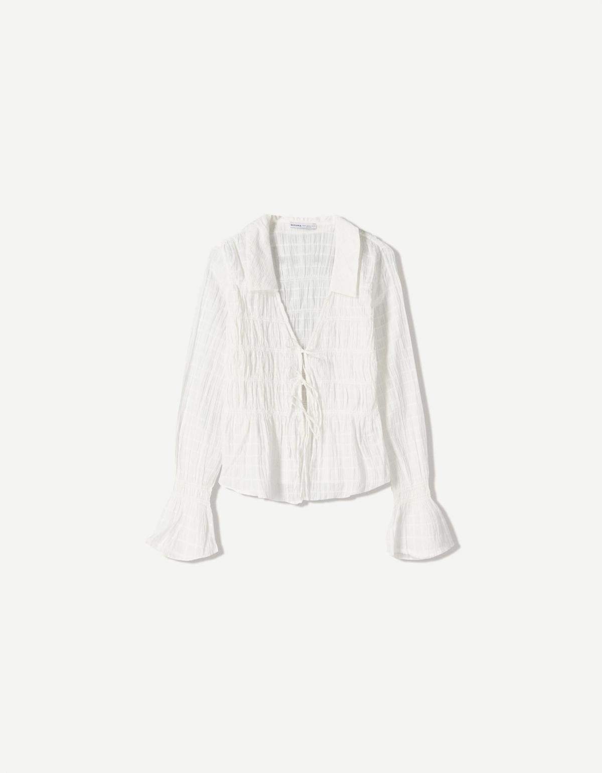 버쉬카 러스틱 셔링 블라우스 6258/494 WHITE - 메인 이미지