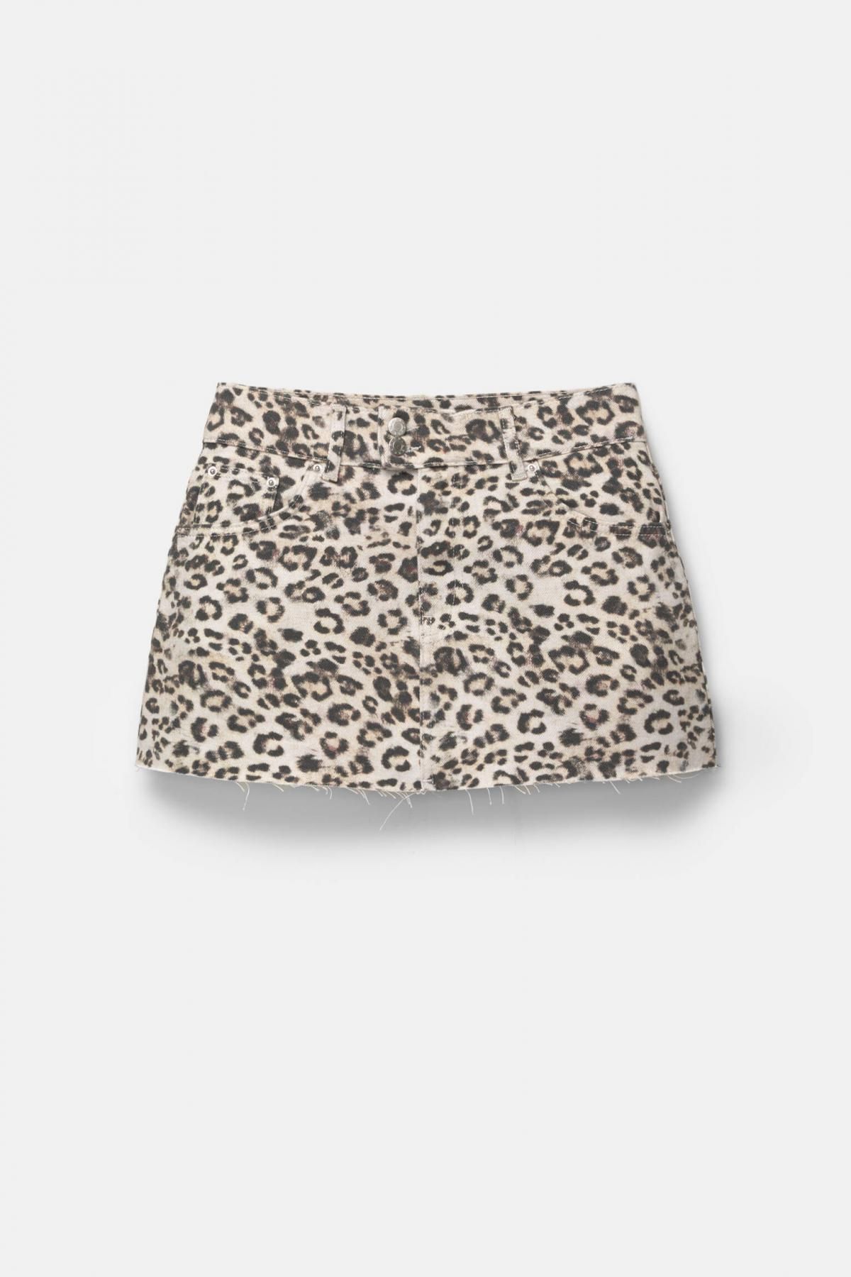풀앤베어 애니멀프린트 데님 미니 스커트 7401/300 LEOPARD - 메인 이미지
